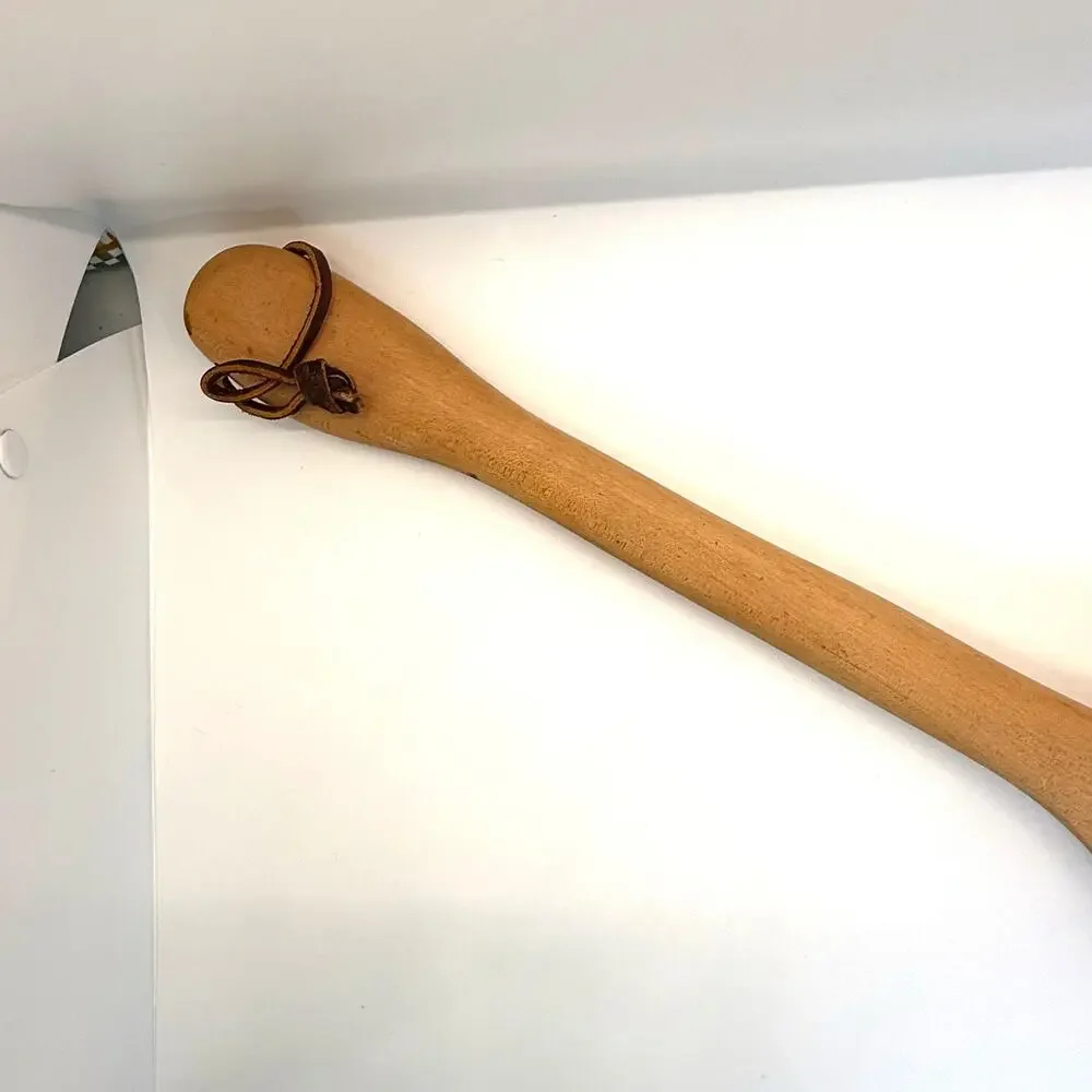 VTG Hand Carved Wooden Slotted Spoon 16” Long Handled Rustic Primitive Farmhouse